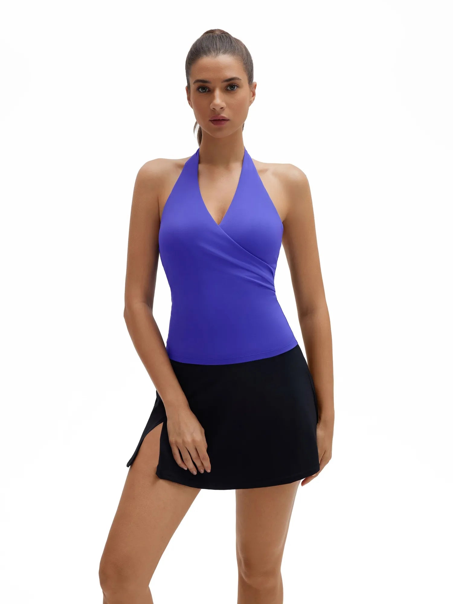 Halter Deep V Neck Wrap Workout Tank Tops-SUUKSESS-SUUKSESS