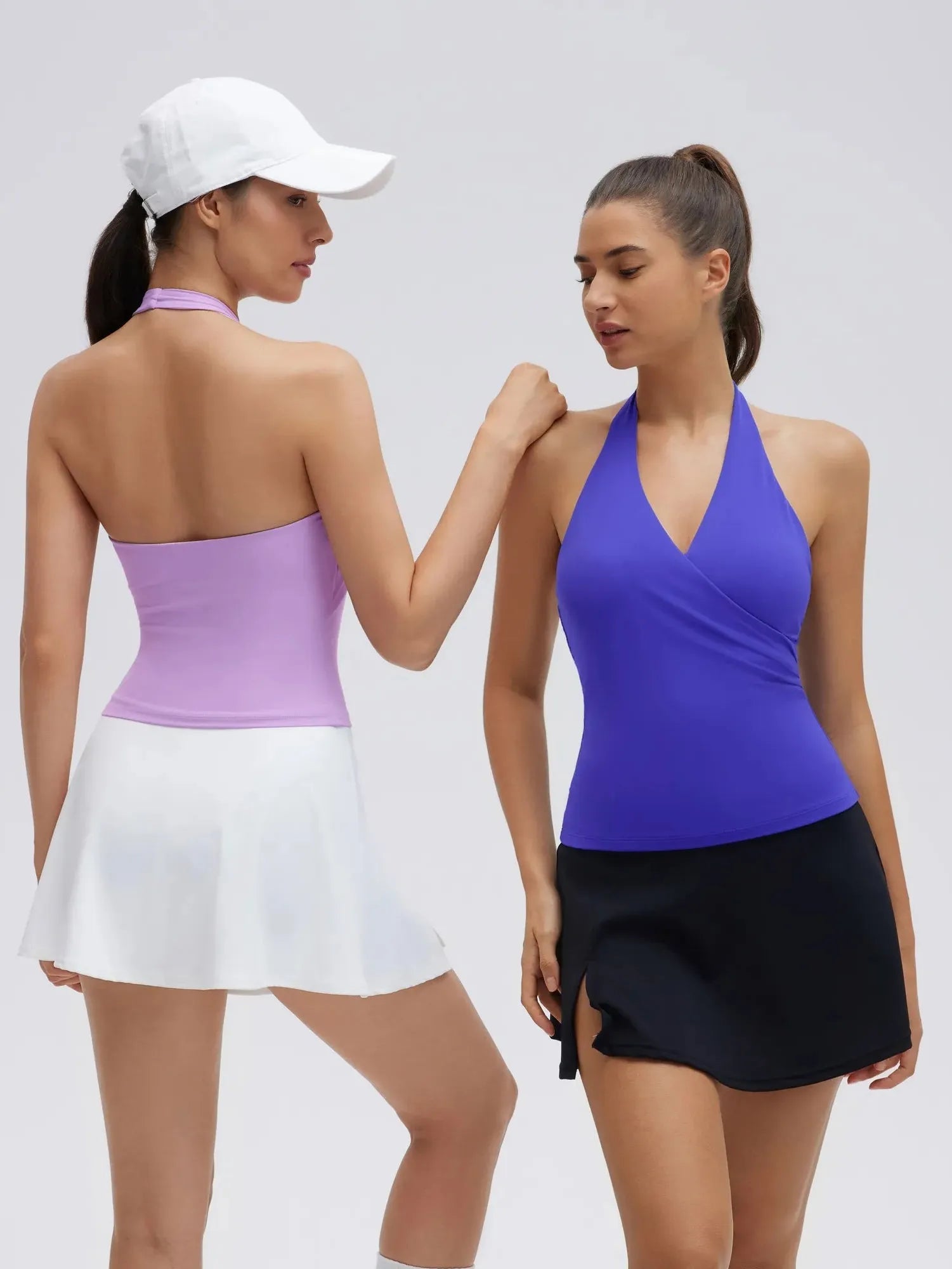 Halter Deep V Neck Wrap Workout Tank Tops-SUUKSESS-SUUKSESS