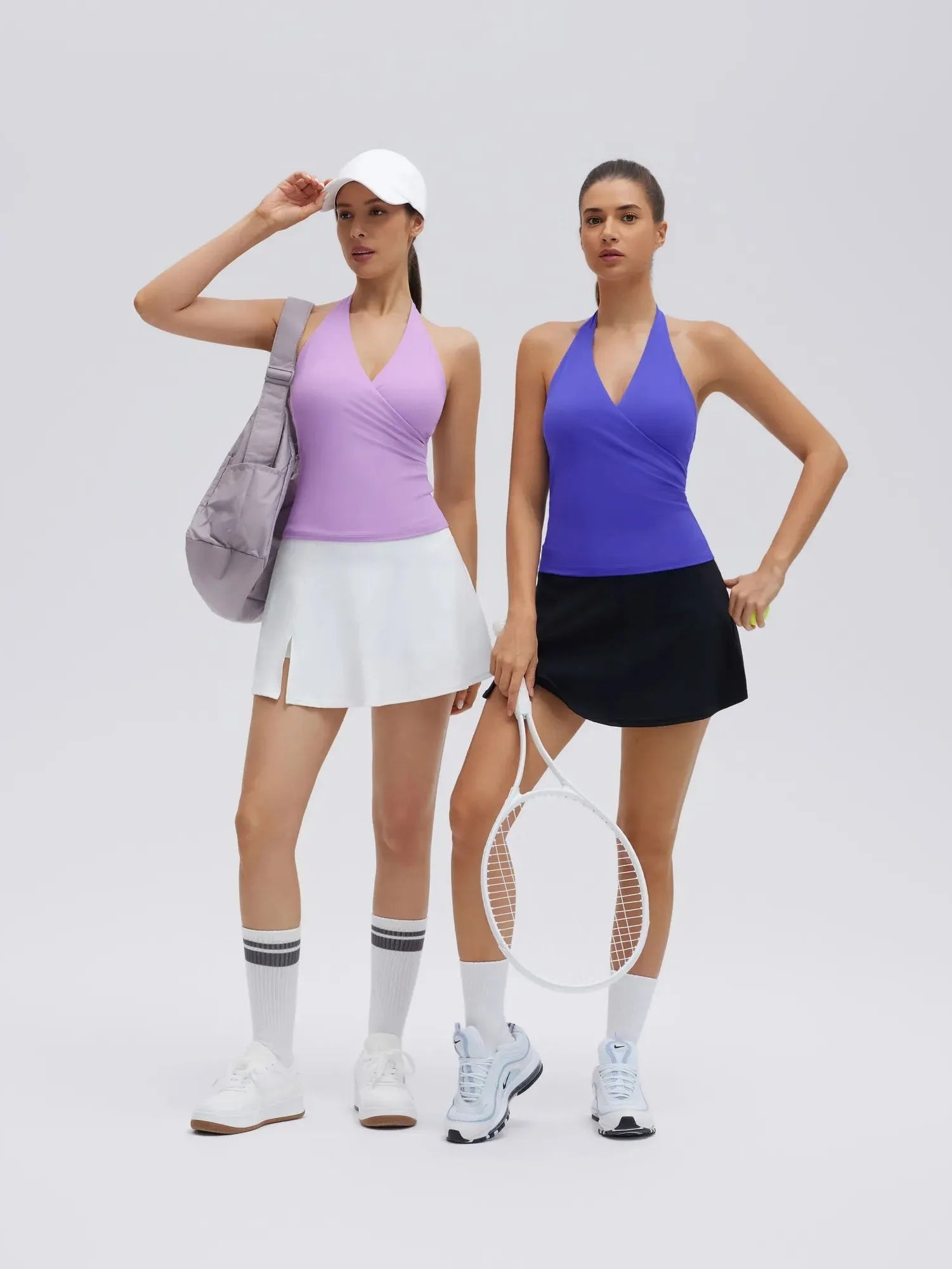 Halter Deep V Neck Wrap Workout Tank Tops-SUUKSESS-SUUKSESS