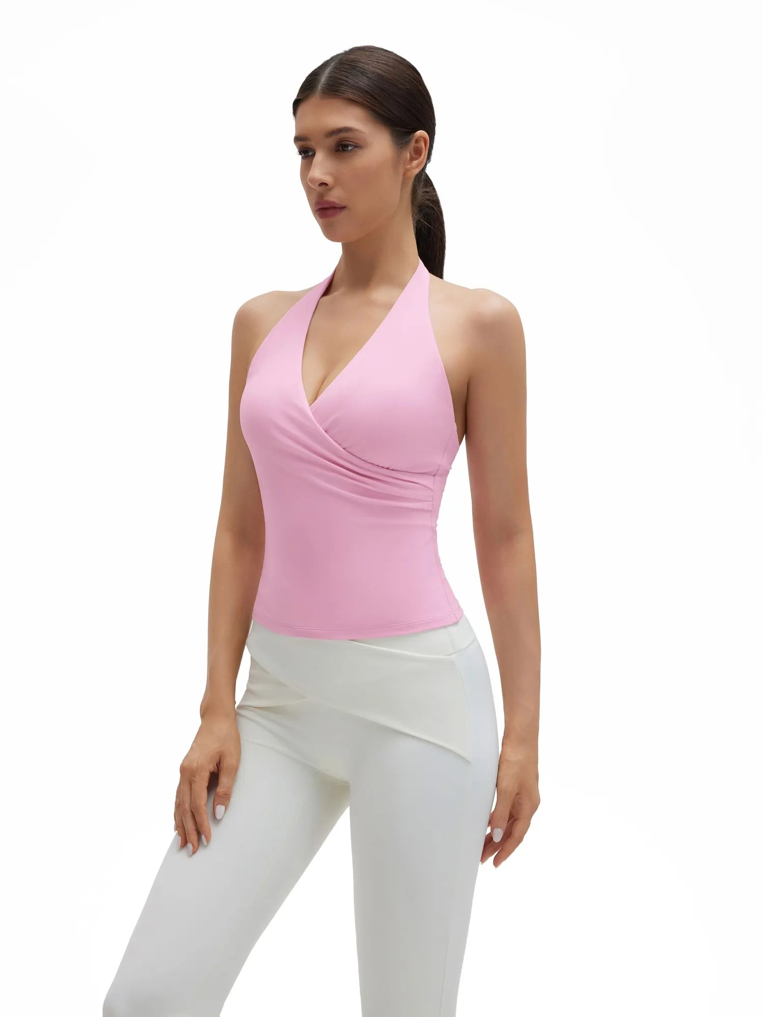 Halter Deep V Neck Wrap Workout Tank Tops-SUUKSESS-SUUKSESS