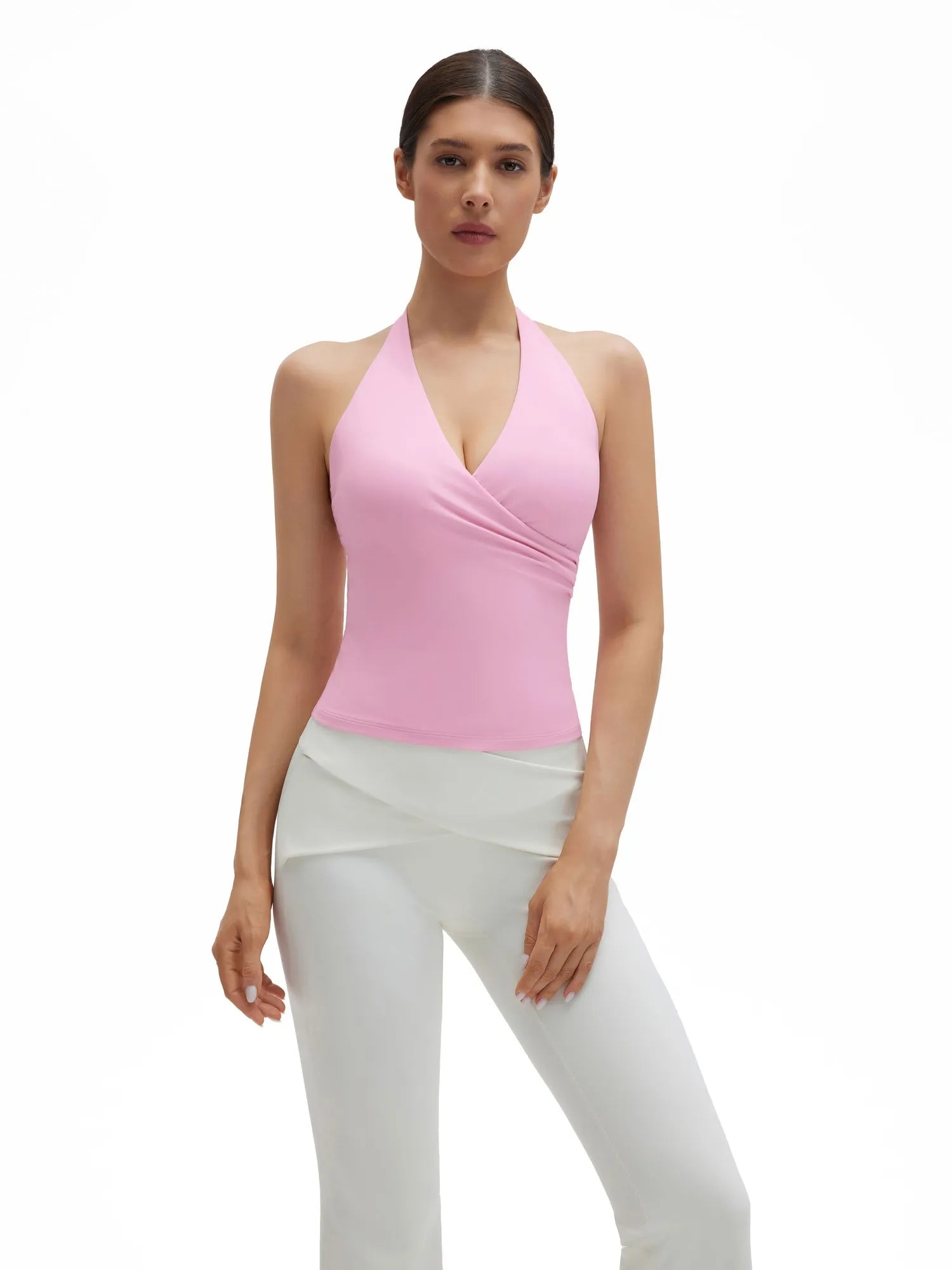 Halter Deep V Neck Wrap Workout Tank Tops-SUUKSESS-SUUKSESS