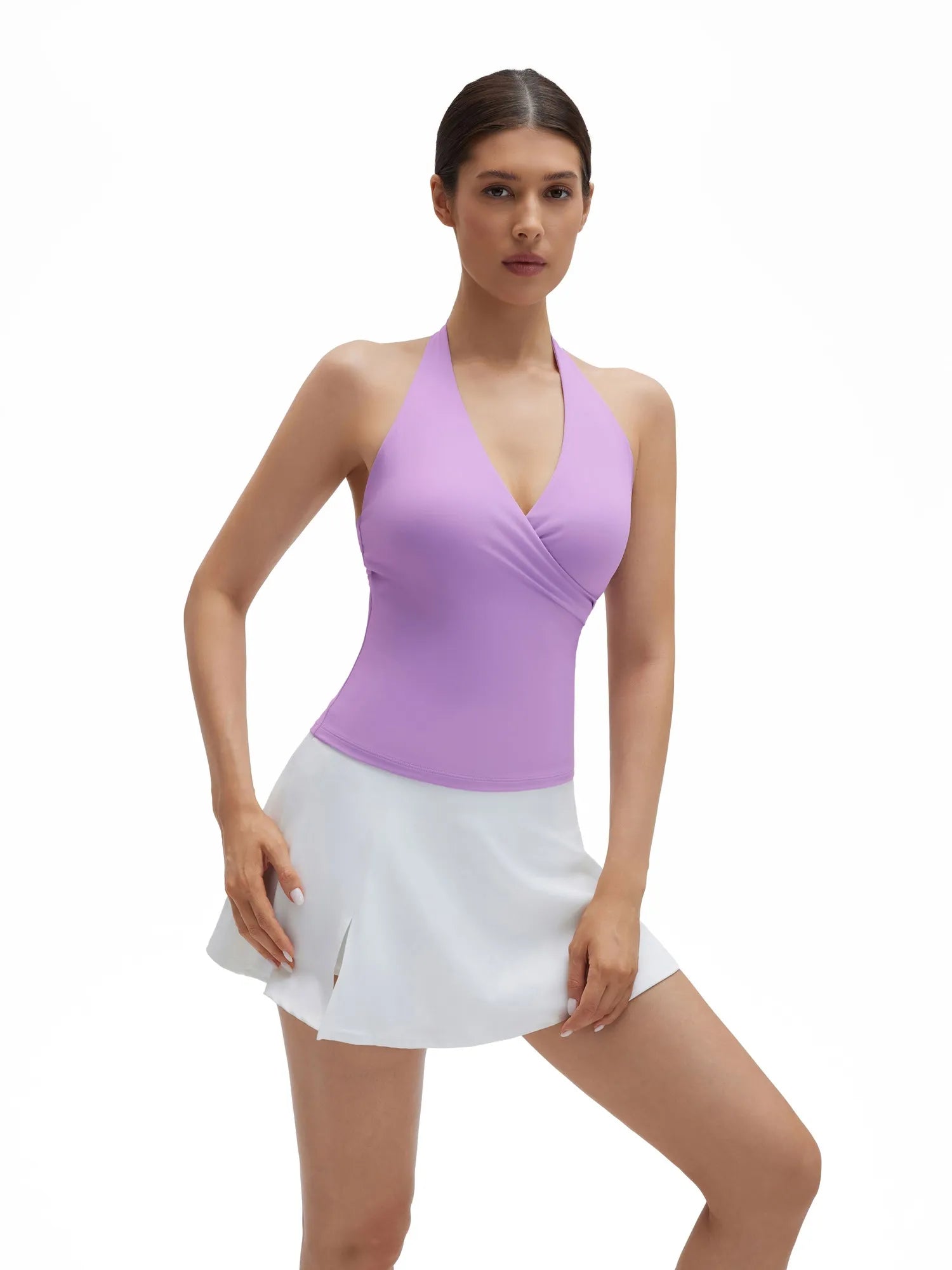 Halter Deep V Neck Wrap Workout Tank Tops-SUUKSESS-SUUKSESS