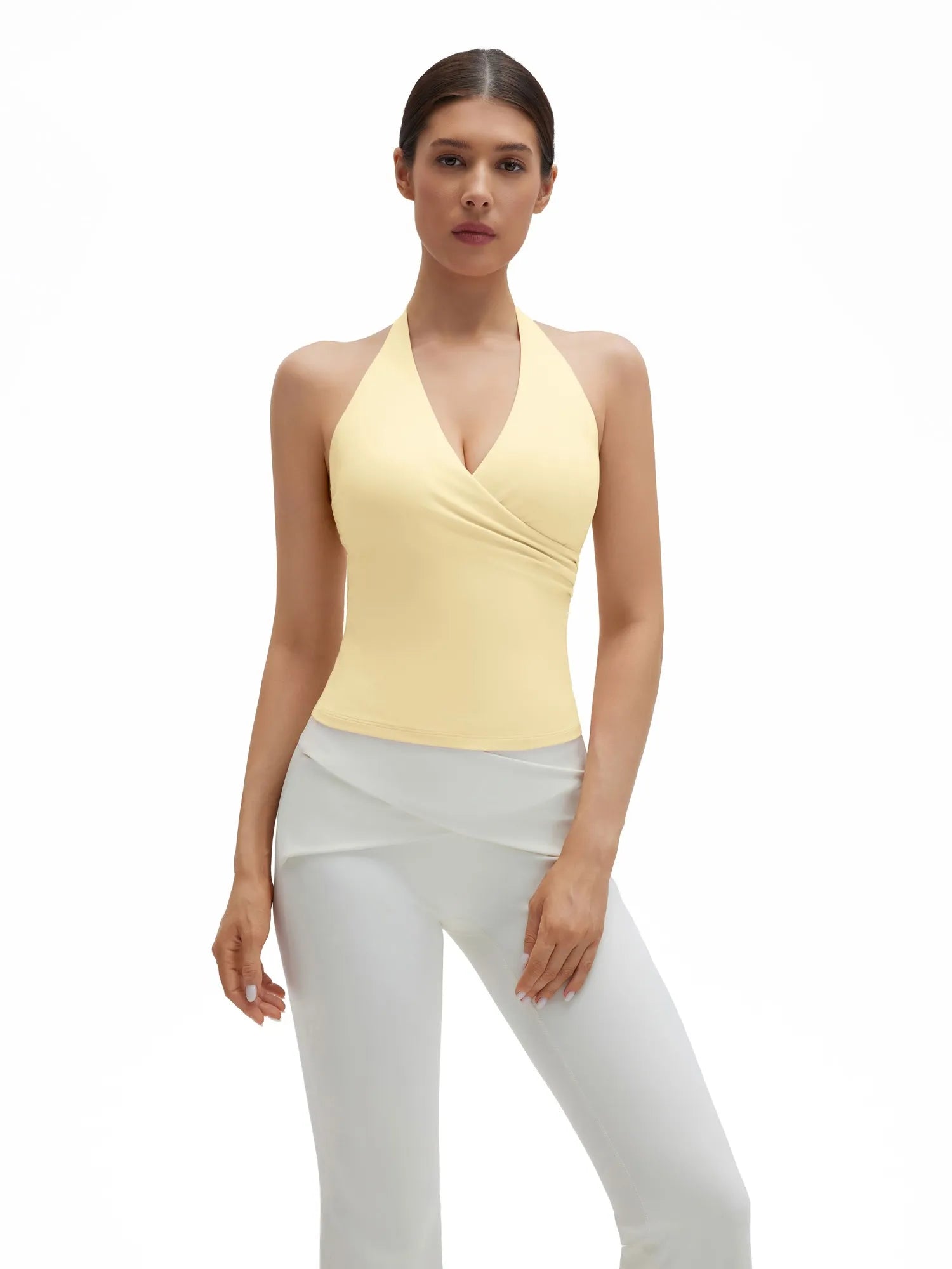 Halter Deep V Neck Wrap Workout Tank Tops-SUUKSESS-SUUKSESS