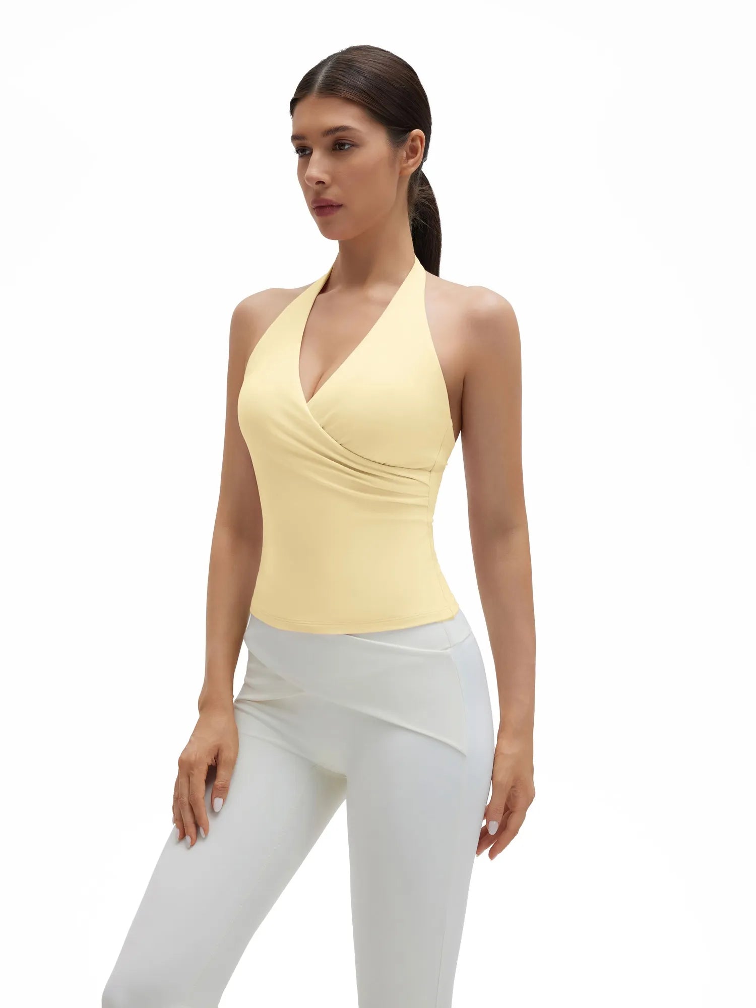 Halter Deep V Neck Wrap Workout Tank Tops-SUUKSESS-SUUKSESS