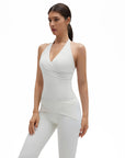 Halter Deep V Neck Wrap Workout Tank Tops-SUUKSESS-SUUKSESS