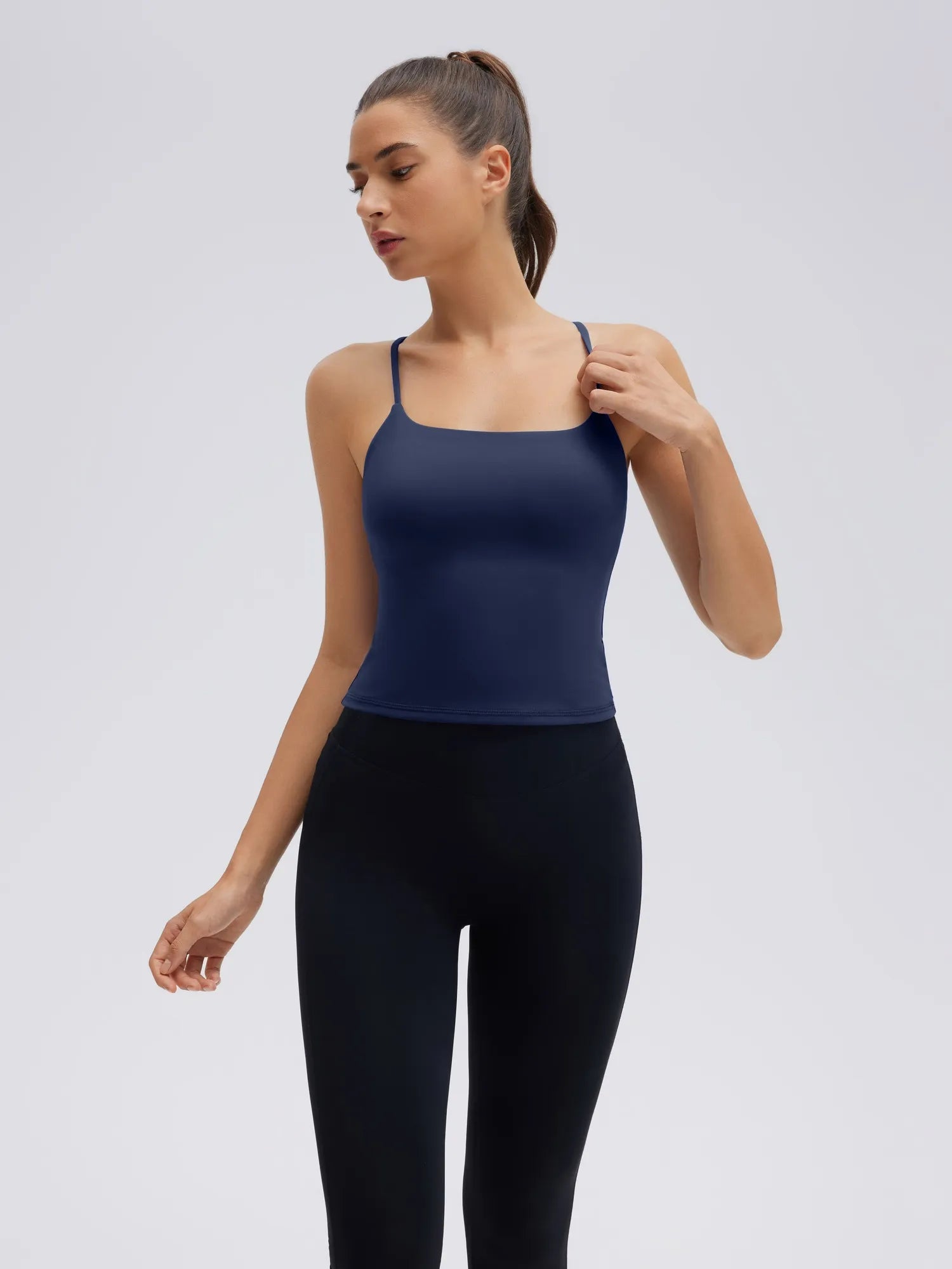 Longline Padded Open Back Spaghetti Strap Camisole Tops-SUUKSESS-SUUKSESS