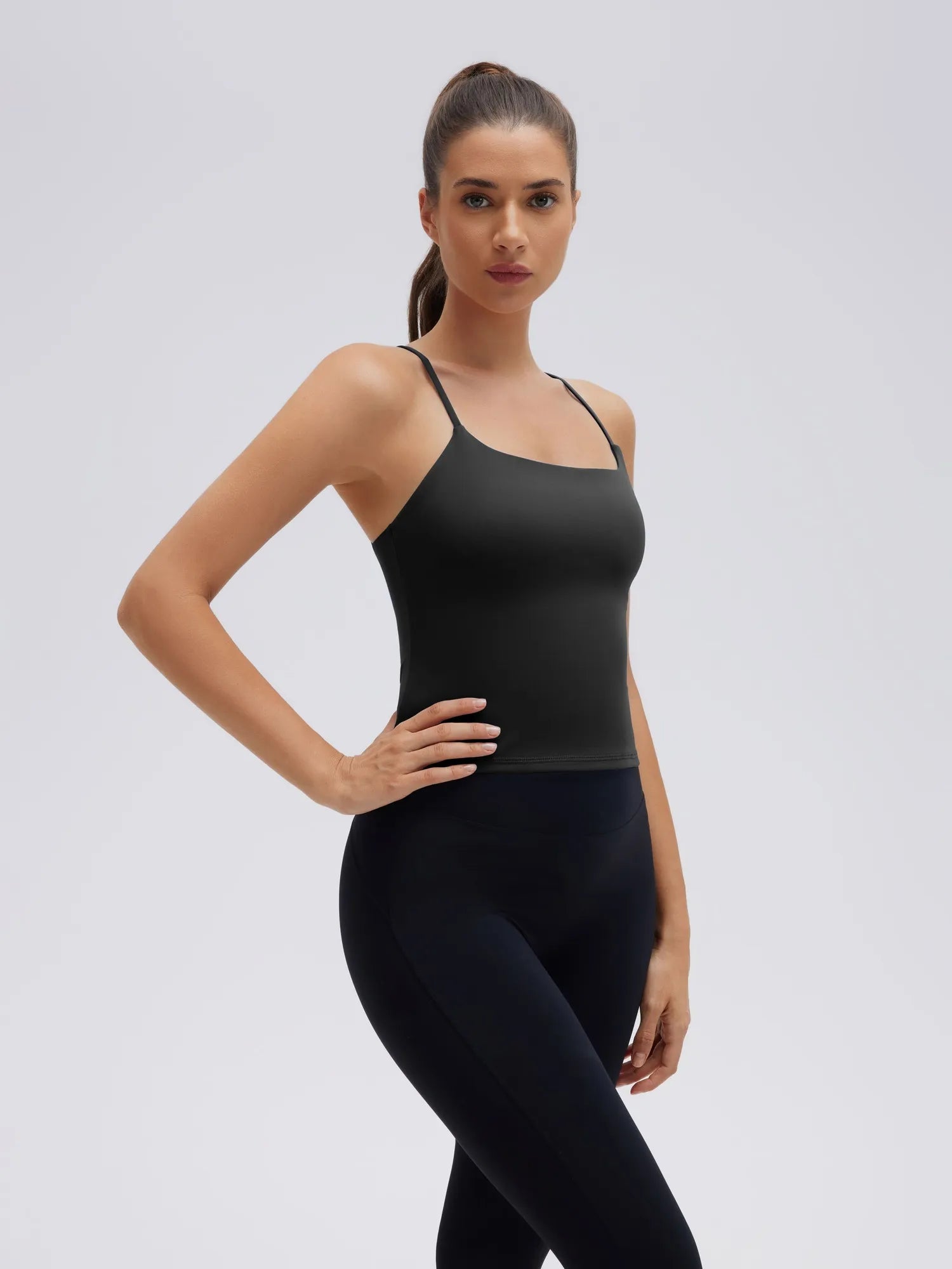 Longline Padded Open Back Spaghetti Strap Camisole Tops-SUUKSESS-Black-XS-SUUKSESS