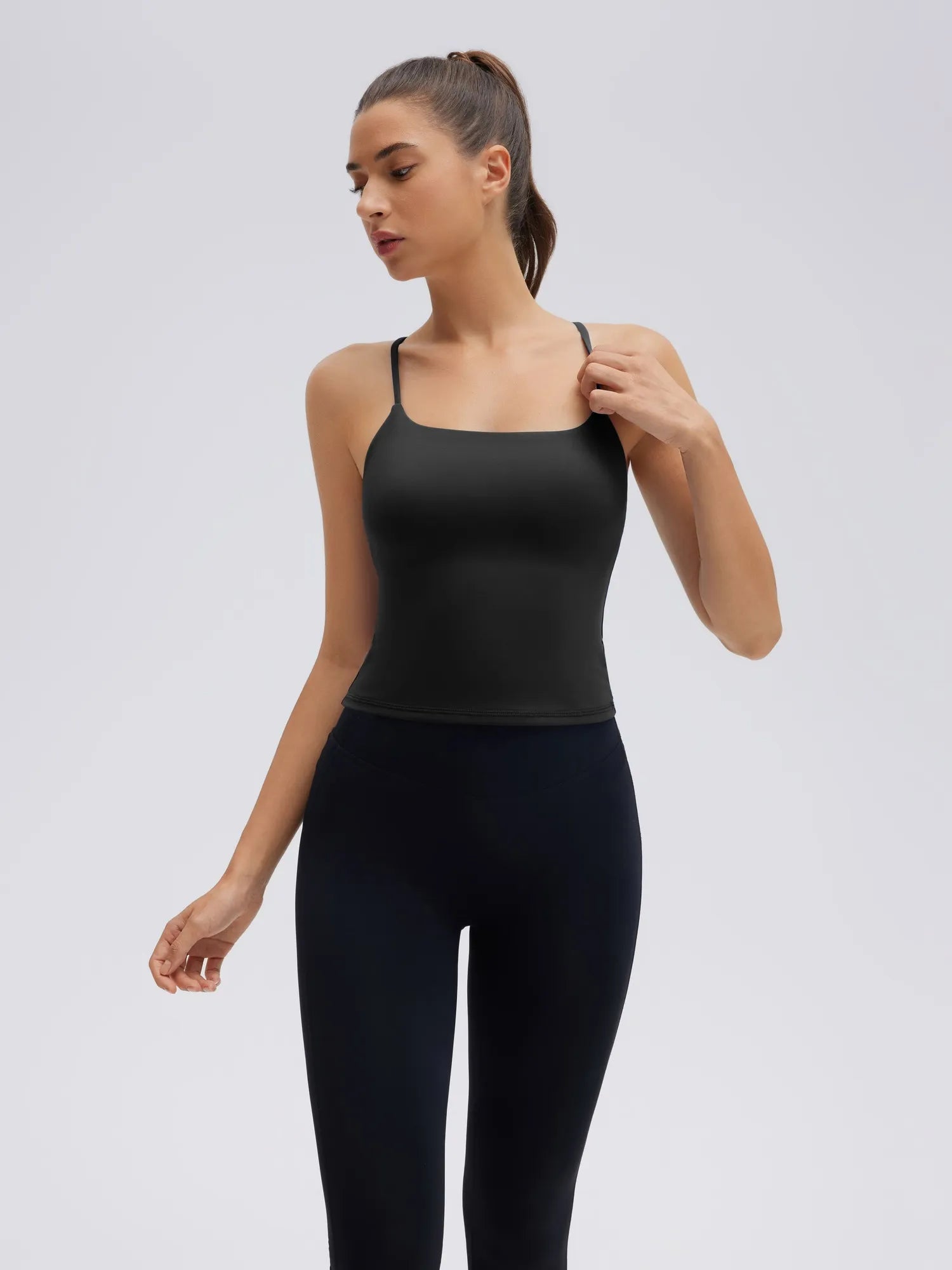 Longline Padded Open Back Spaghetti Strap Camisole Tops-SUUKSESS-SUUKSESS