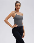 Longline Padded Open Back Spaghetti Strap Camisole Tops-SUUKSESS-Grey-XS-SUUKSESS