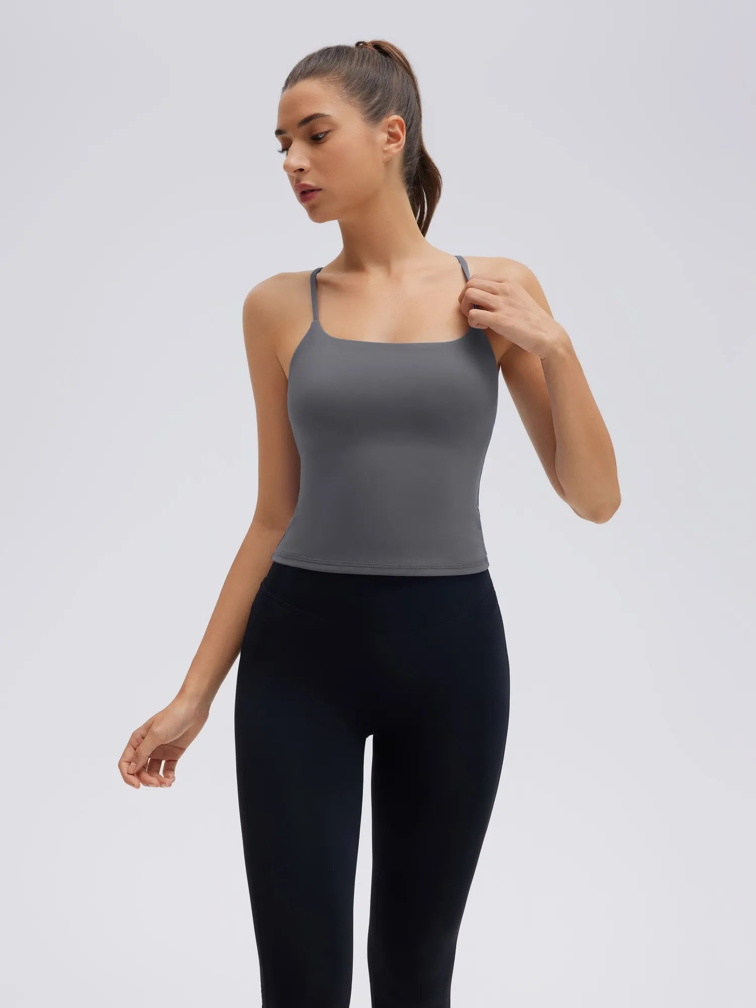 Longline Padded Open Back Spaghetti Strap Camisole Tops-SUUKSESS-SUUKSESS