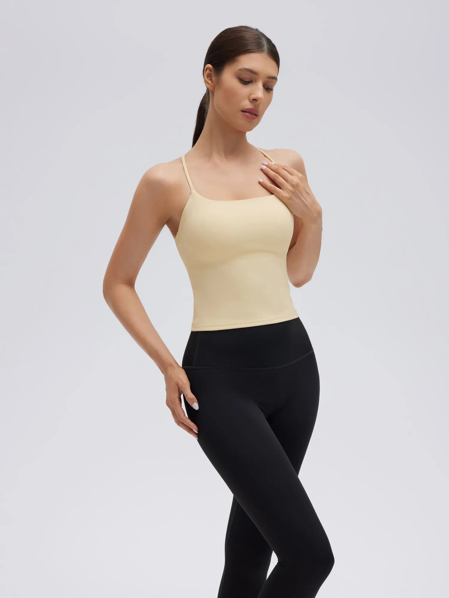 Longline Padded Open Back Spaghetti Strap Camisole Tops-SUUKSESS-Yellow-XS-SUUKSESS