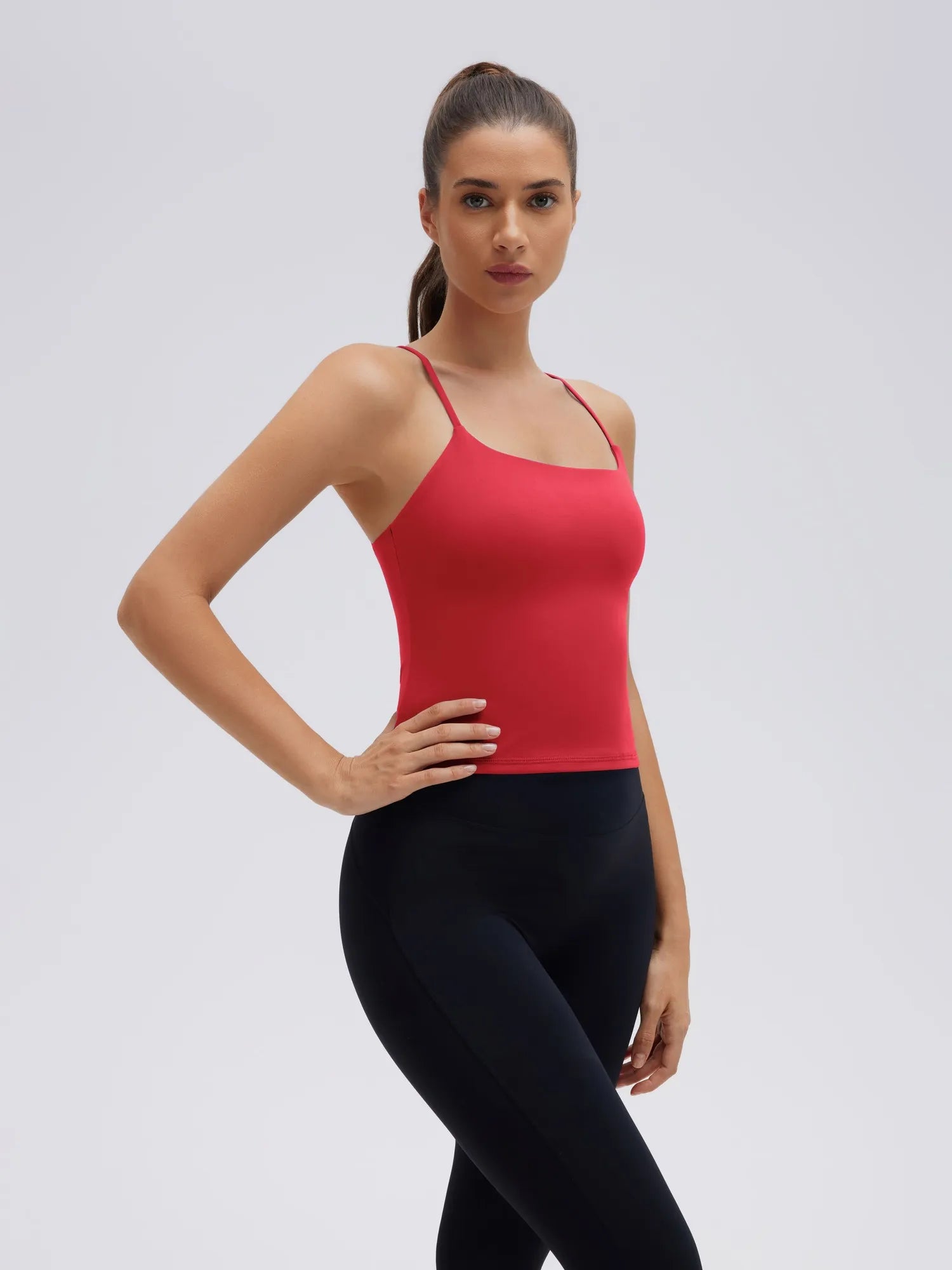 Longline Padded Open Back Spaghetti Strap Camisole Tops-SUUKSESS-Red-XS-SUUKSESS