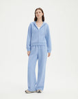 SUUKSESS Womens 2 Piece Outfits Zip Up Hoodie Sweatshirt Tracksuit Straight Wide Leg Sweatpant Lounge Matching Sets-SUUKSESS-Sky Blue-XS-SUUKSESS