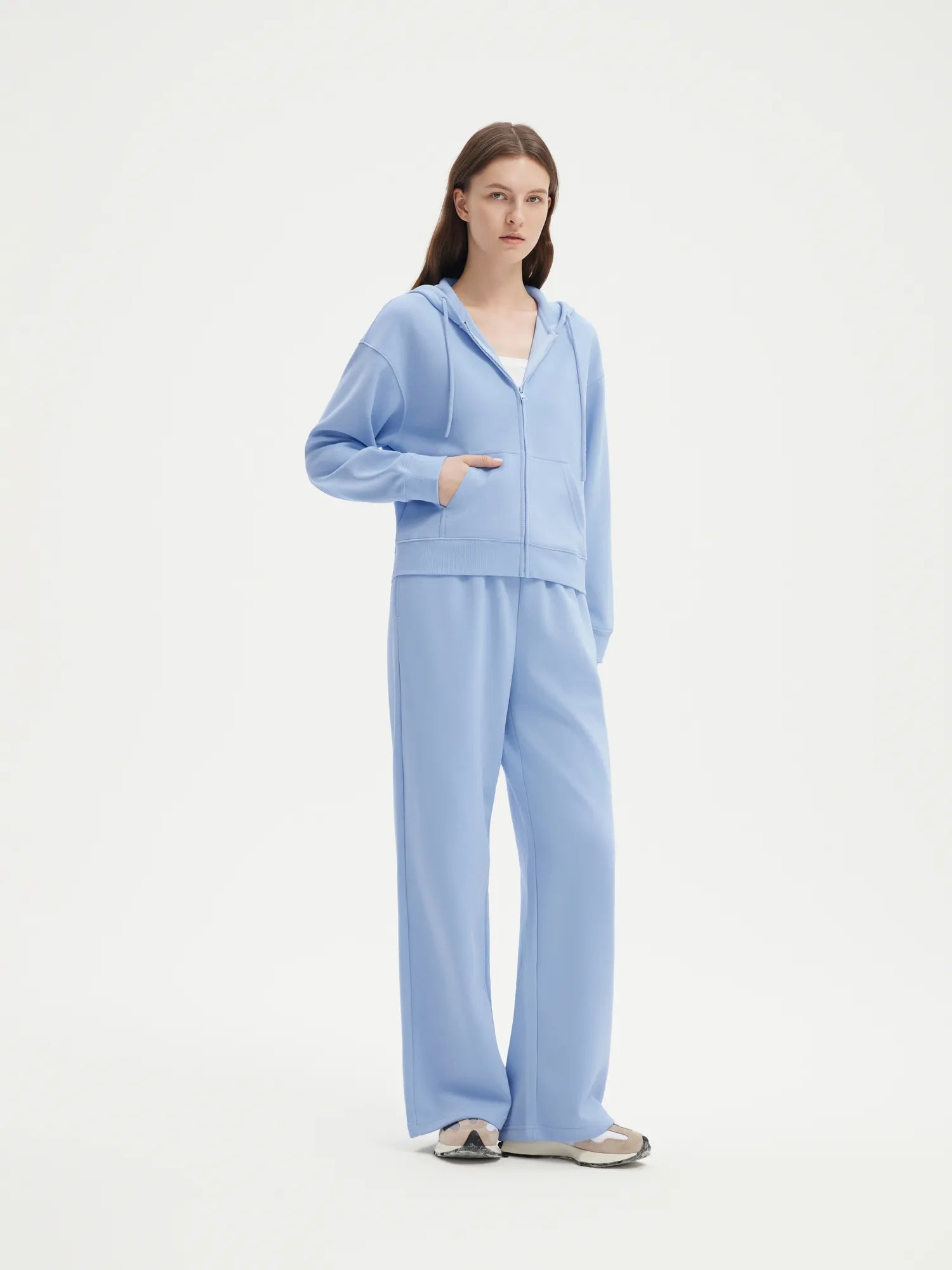 SUUKSESS Womens 2 Piece Outfits Zip Up Hoodie Sweatshirt Tracksuit Straight Wide Leg Sweatpant Lounge Matching Sets-SUUKSESS-SUUKSESS