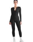 Ribbed Button V Neck Jumpsuit-Clothing-SUUKSESS-SUUKSESS