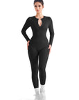 Ribbed Button V Neck Jumpsuit-Clothing-SUUKSESS-Black-S-SUUKSESS