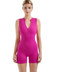 Ribbed Zip-Up Romper-SUUKSESS-Hot pink-S-SUUKSESS