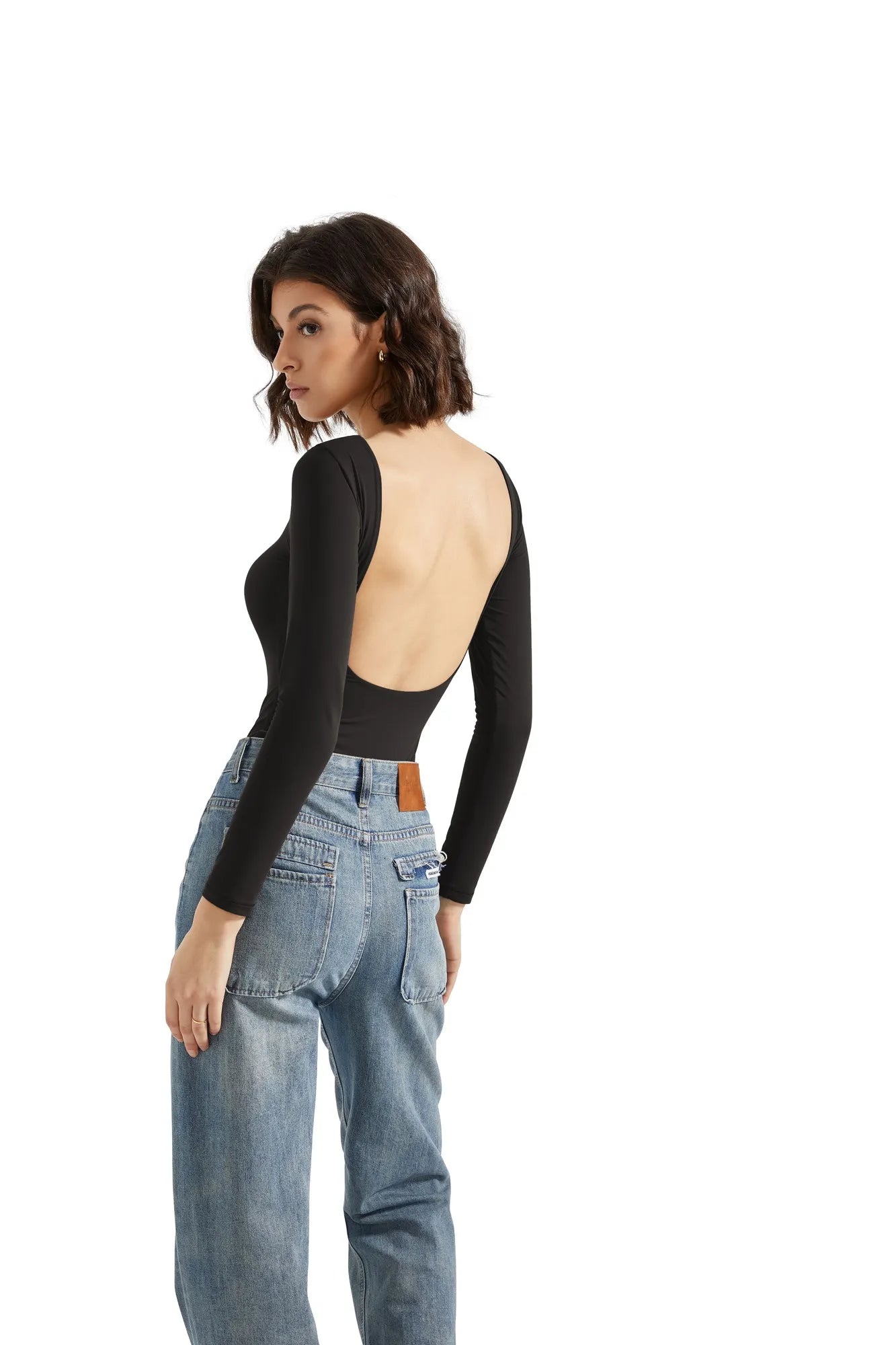 Buttery Soft Open Back Bodysuit - Long Sleeve-SUUKSESS-Black-XS-SUUKSESS