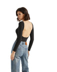 Buttery Soft Open Back Bodysuit - Long Sleeve-SUUKSESS-Black-XS-SUUKSESS