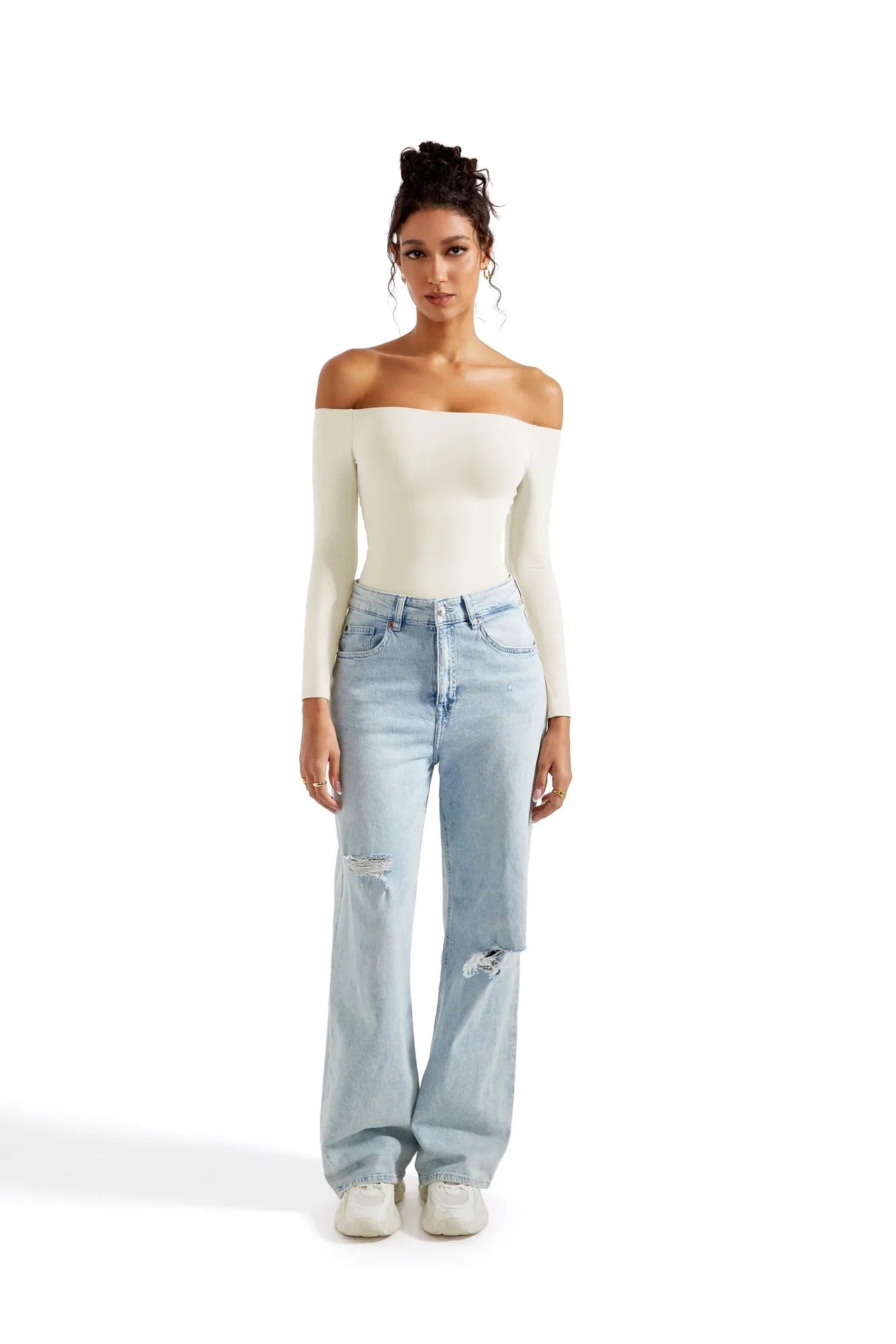 Off the Shoulder Long Sleeve Bodysuit-Clothing-SUUKSESS-SUUKSESS