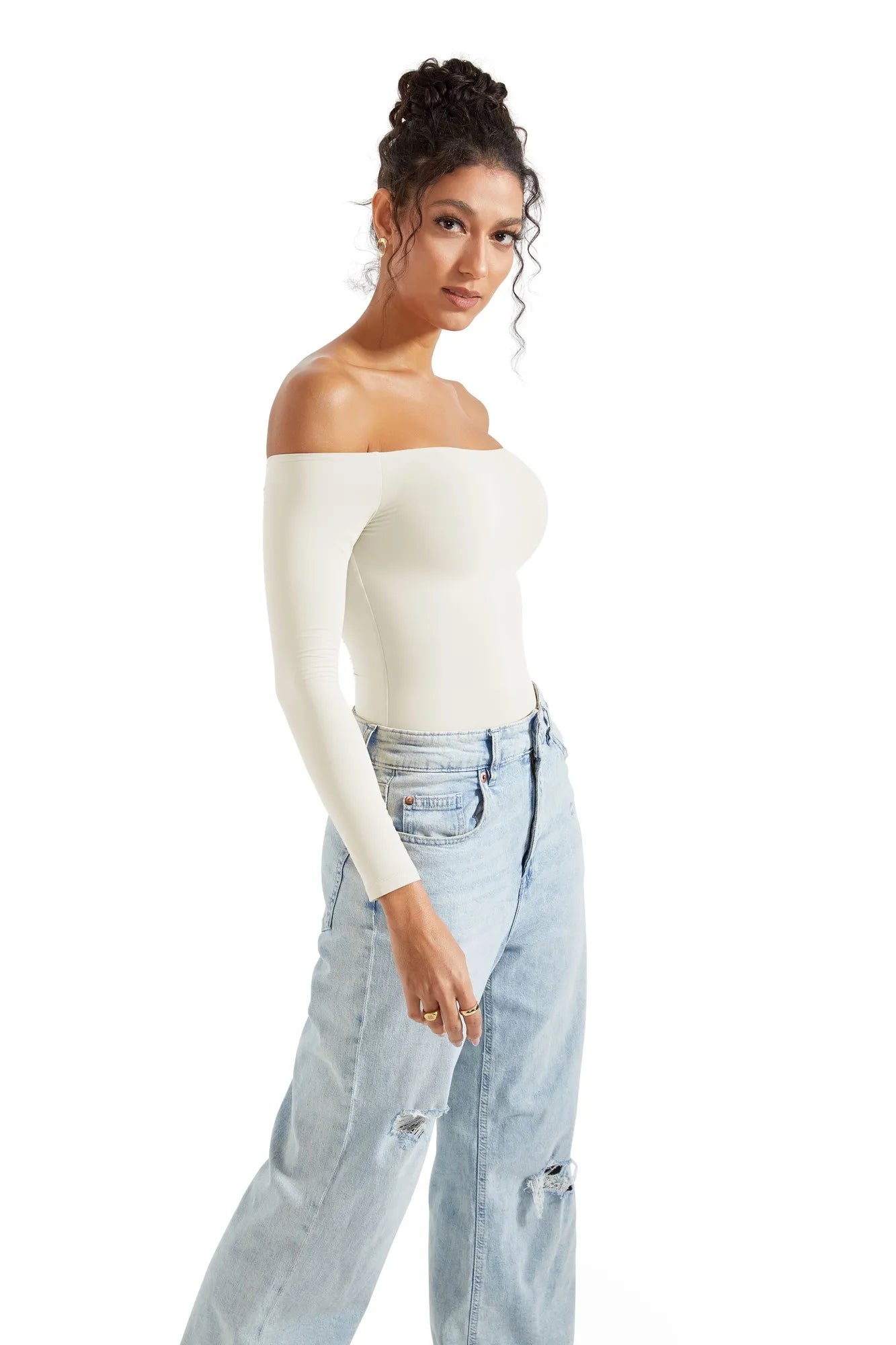 Off the Shoulder Long Sleeve Bodysuit-Clothing-SUUKSESS-SUUKSESS