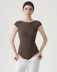 Backless Y2k Double Lined Bodysuit - Short Sleeve-SUUKSESS-SUUKSESS