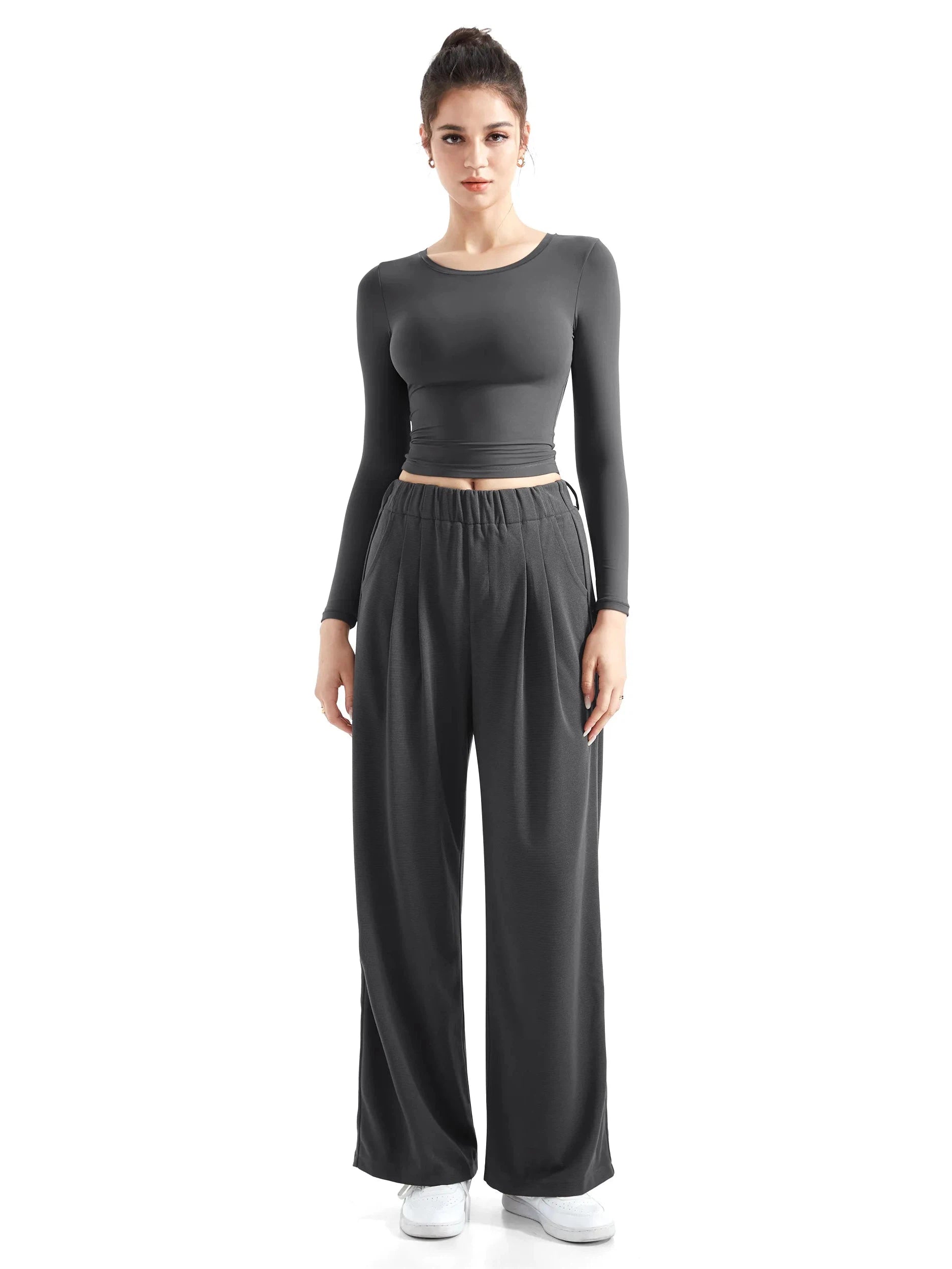 Flowy Palazzo Wide Leg Pants-Clothing-SUUKSESS-Dark Gray-XS-SUUKSESS