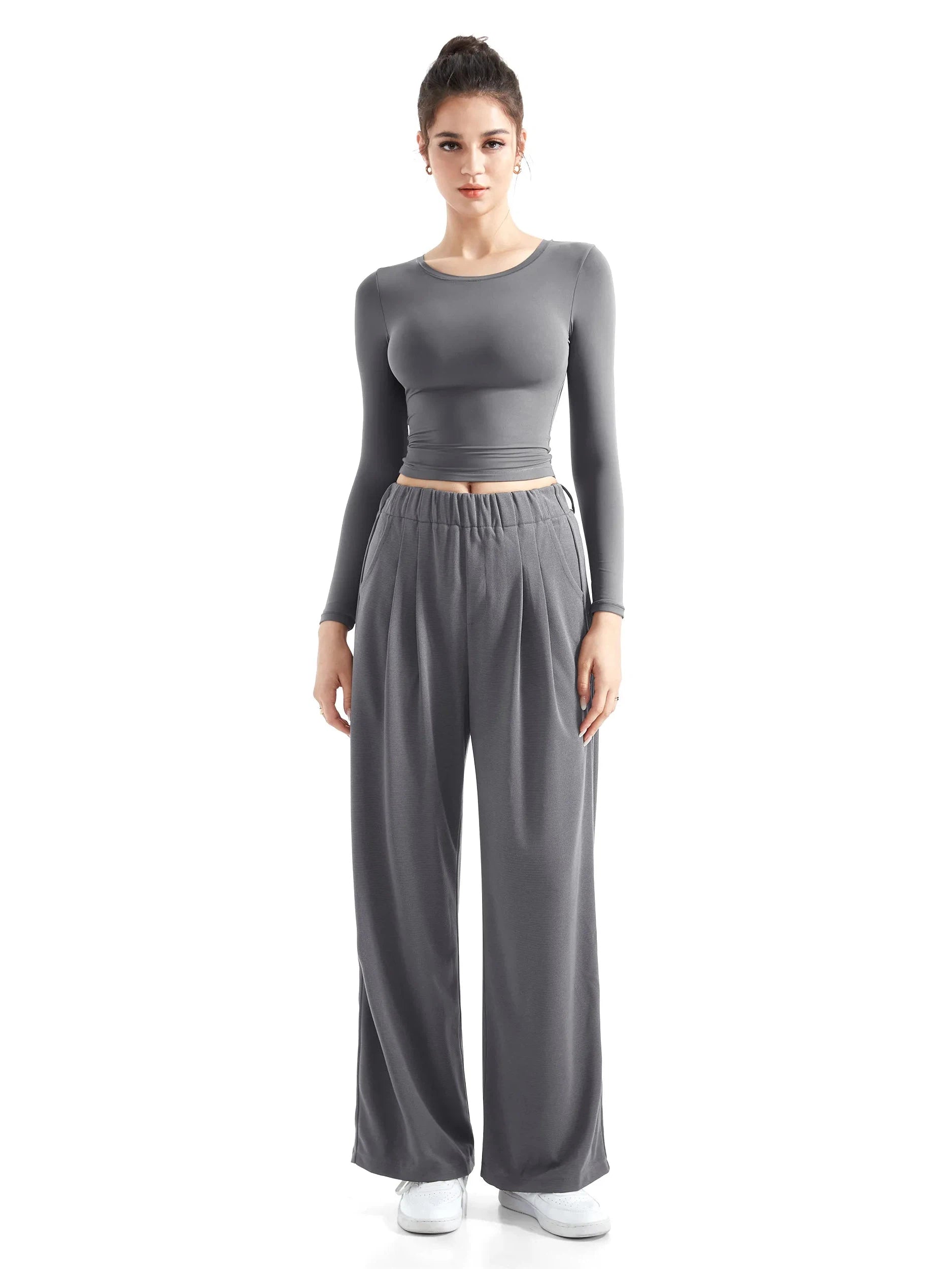 Flowy Palazzo Wide Leg Pants-Clothing-SUUKSESS-Grey-XS-SUUKSESS