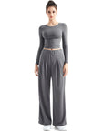 Flowy Palazzo Wide Leg Pants-Clothing-SUUKSESS-Grey-XS-SUUKSESS