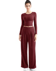 Flowy Palazzo Wide Leg Pants-Clothing-SUUKSESS-Wine-XS-SUUKSESS