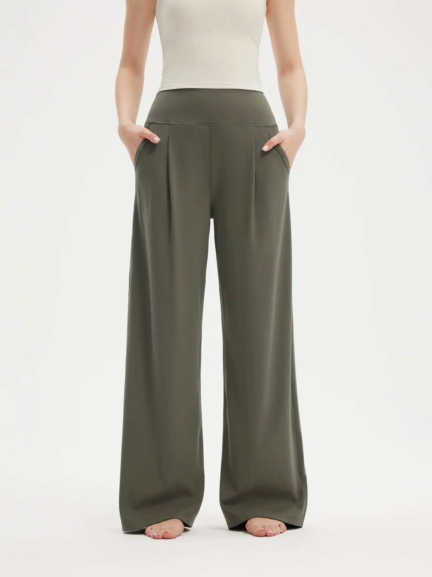 SUUKSESS Women Wide Leg Yoga Pants with Pockets 2025 High Waisted Casual Lounge Palazzo Pant-SUUKSESS-Olive-XS-SUUKSESS