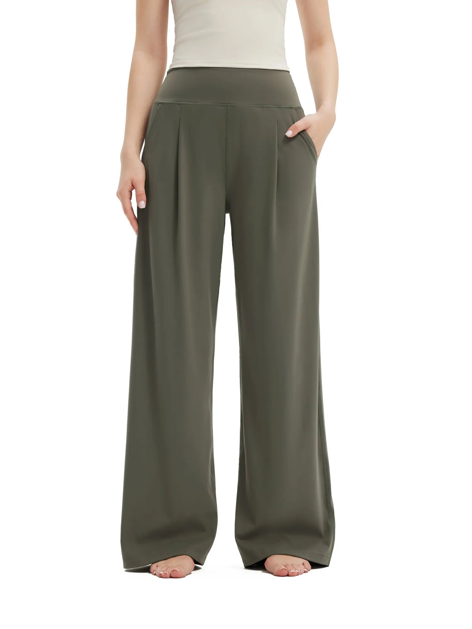 SUUKSESS Women Wide Leg Yoga Pants with Pockets 2025 High Waisted Casual Lounge Palazzo Pant-SUUKSESS-SUUKSESS