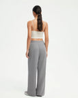 SUUKSESS Women Wide Leg Work Pants High Waisted Drawstring Waffle Knit Trousers-SUUKSESS-SUUKSESS
