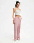 SUUKSESS Women Wide Leg Work Pants High Waisted Drawstring Waffle Knit Trousers-SUUKSESS-SUUKSESS