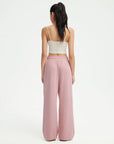 SUUKSESS Women Wide Leg Work Pants High Waisted Drawstring Waffle Knit Trousers-SUUKSESS-SUUKSESS