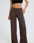 SUUKSESS Women Wide Leg Yoga Pants High Waisted Tummy Control Workout Leggings-SUUKSESS-Brown-XS-SUUKSESS