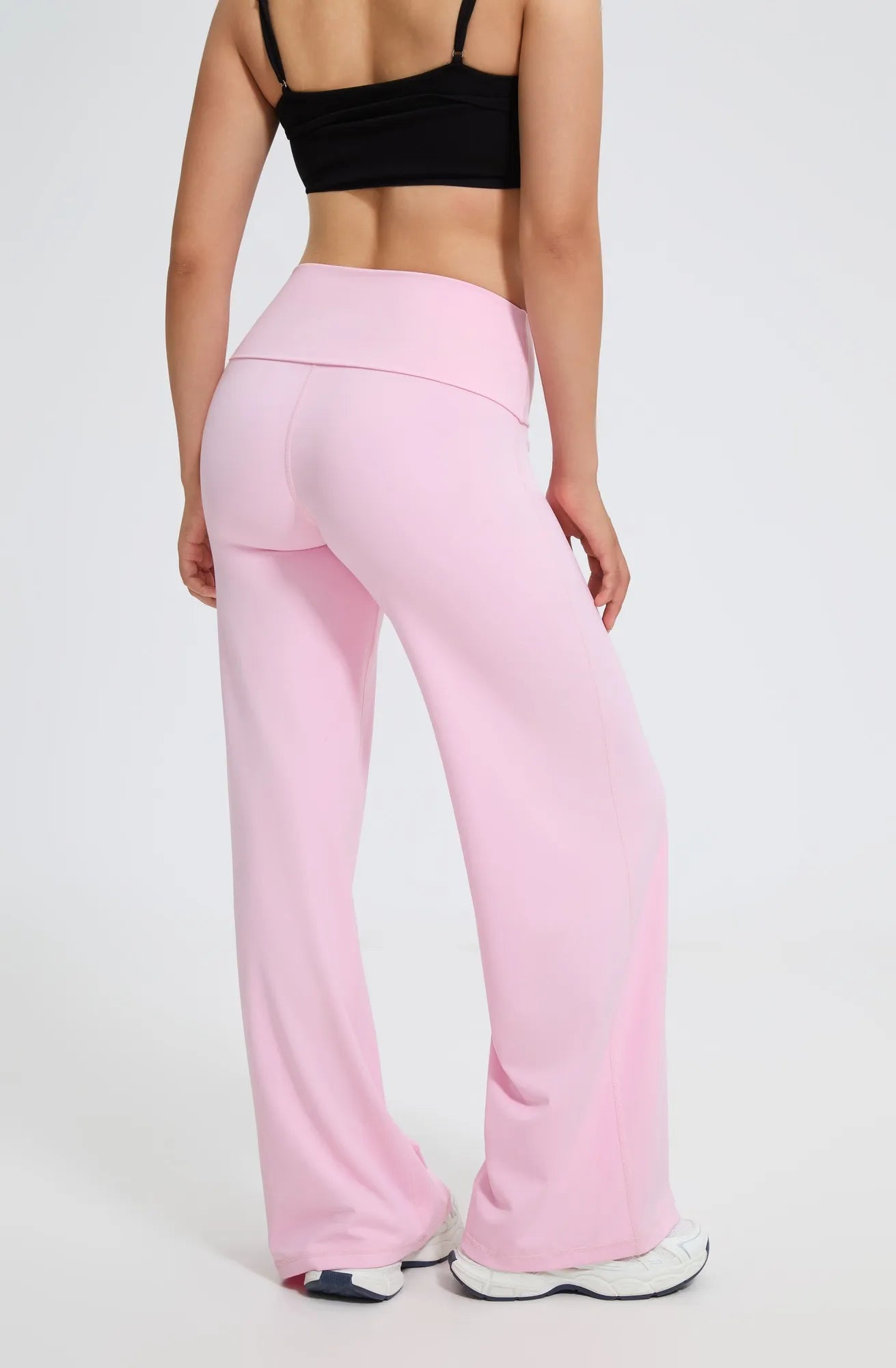 SUUKSESS Women Wide Leg Yoga Pants High Waisted Tummy Control Workout Leggings-SUUKSESS-Pink-XS-SUUKSESS