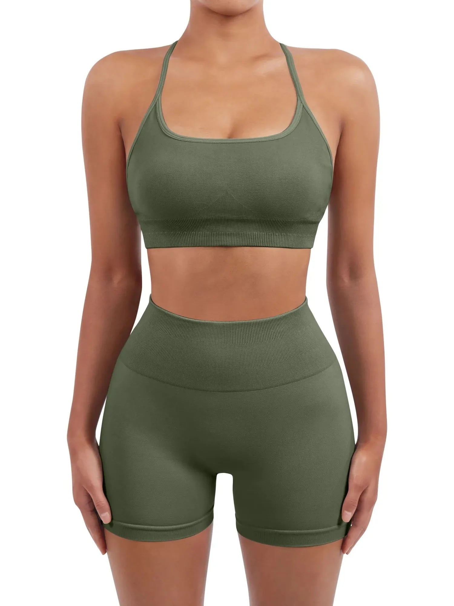 Seamless Workout Set-Activewear-SUUKSESS-Army Green-XS-SUUKSESS