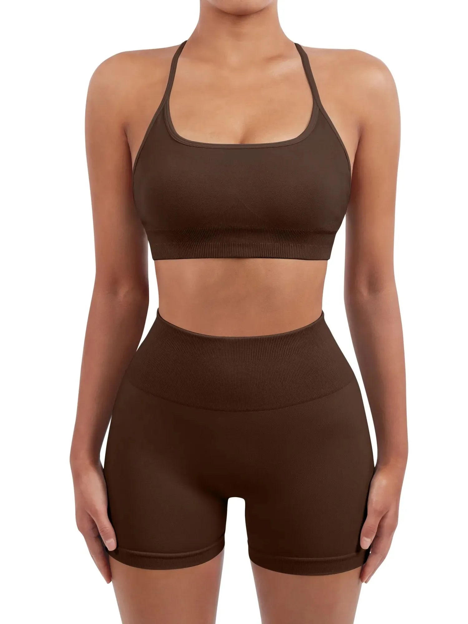 Seamless Workout Set-Activewear-SUUKSESS-Deep Brown-XS-SUUKSESS