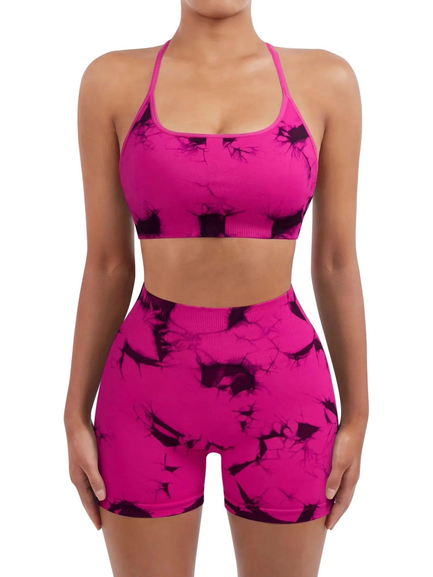 Colorful Seamless Workout Set-SUUKSESS-Rose Red-XS-SUUKSESS