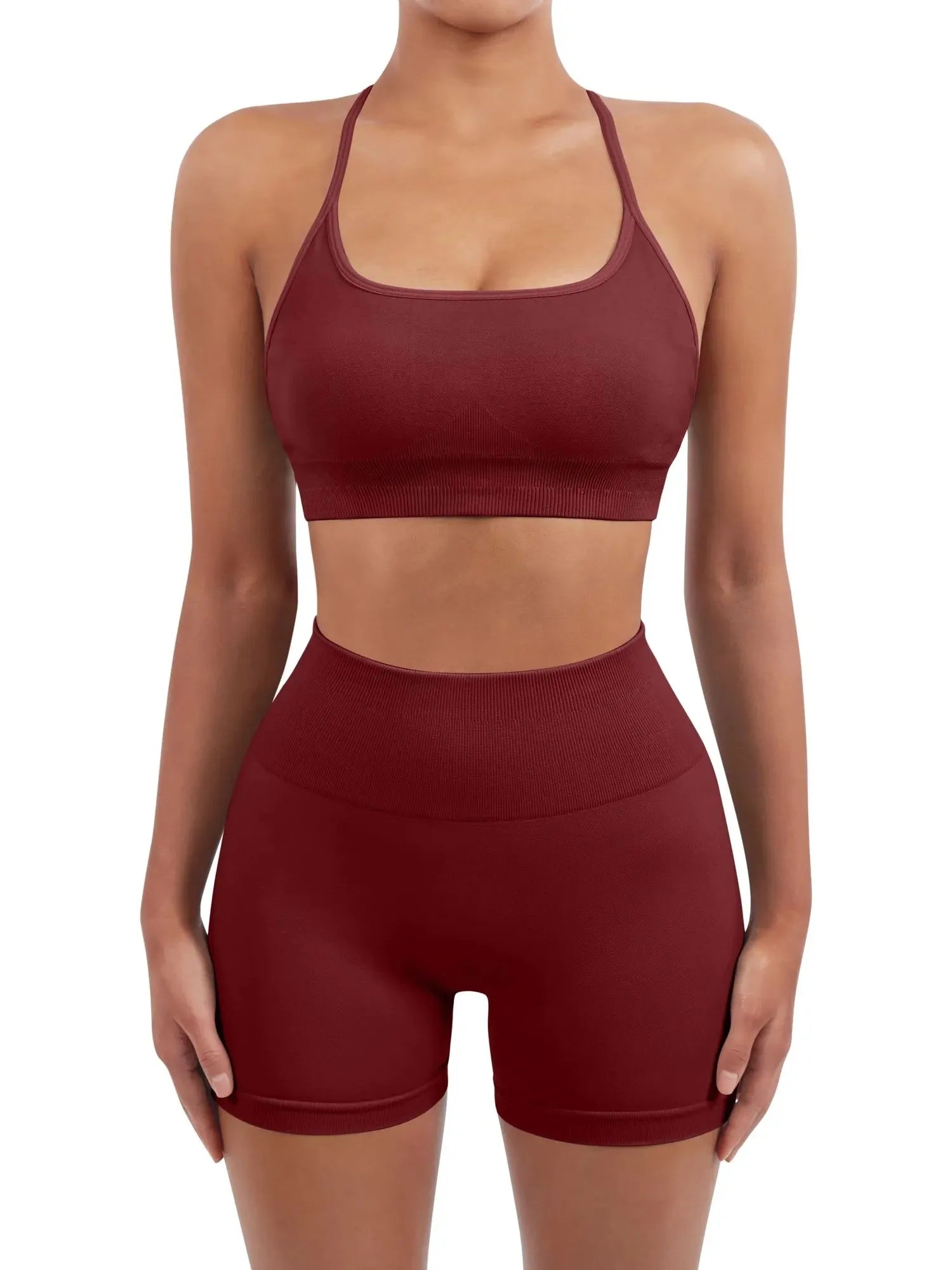 Seamless Workout Set-Activewear-SUUKSESS-Wine-XS-SUUKSESS