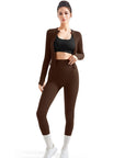 Seamless Ribbed Zip-Up Workout Set-Clothing-SUUKSESS-SUUKSESS