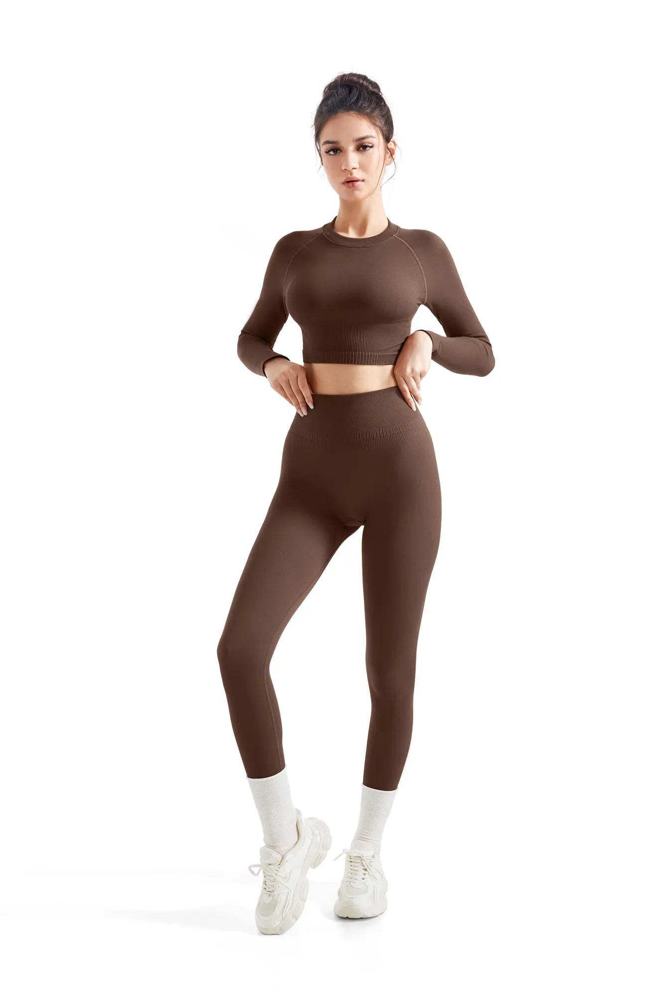 Seamless Crop Top Workout Set-SUUKSESS-SUUKSESS