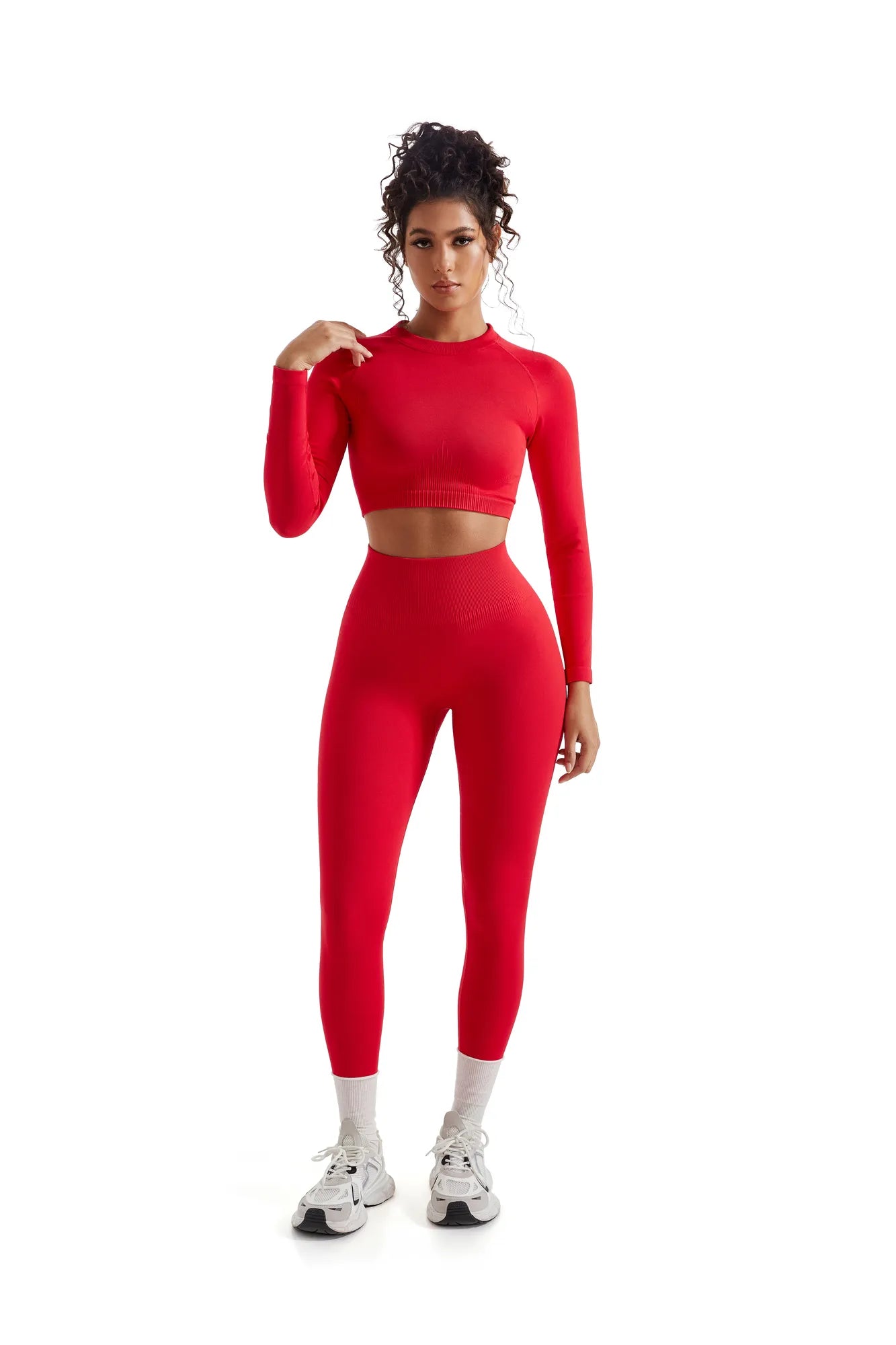 Seamless Crop Top Workout Set-SUUKSESS-SUUKSESS