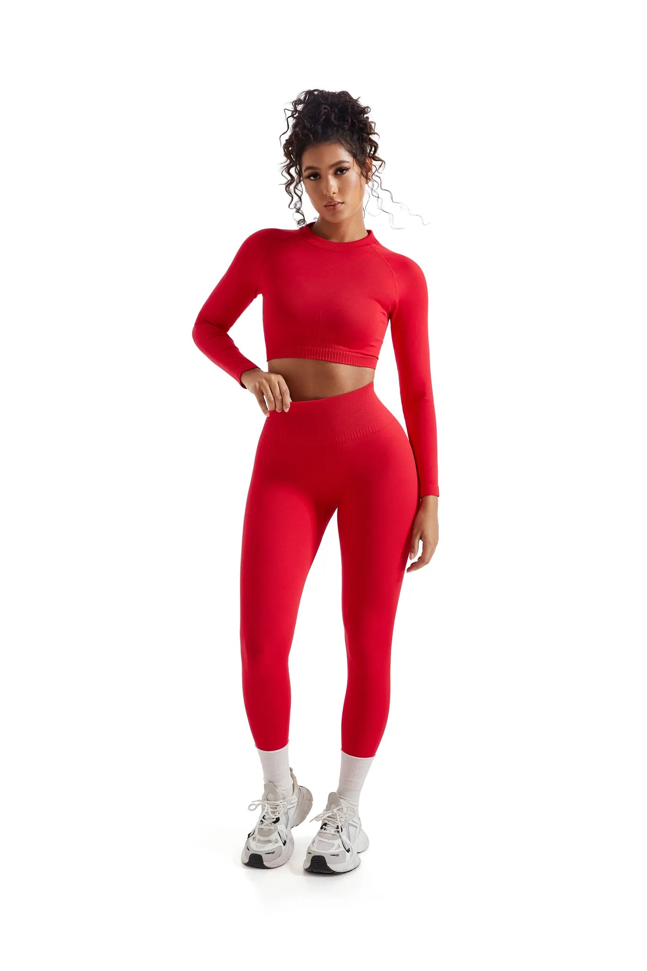 Seamless Crop Top Workout Set-SUUKSESS-SUUKSESS