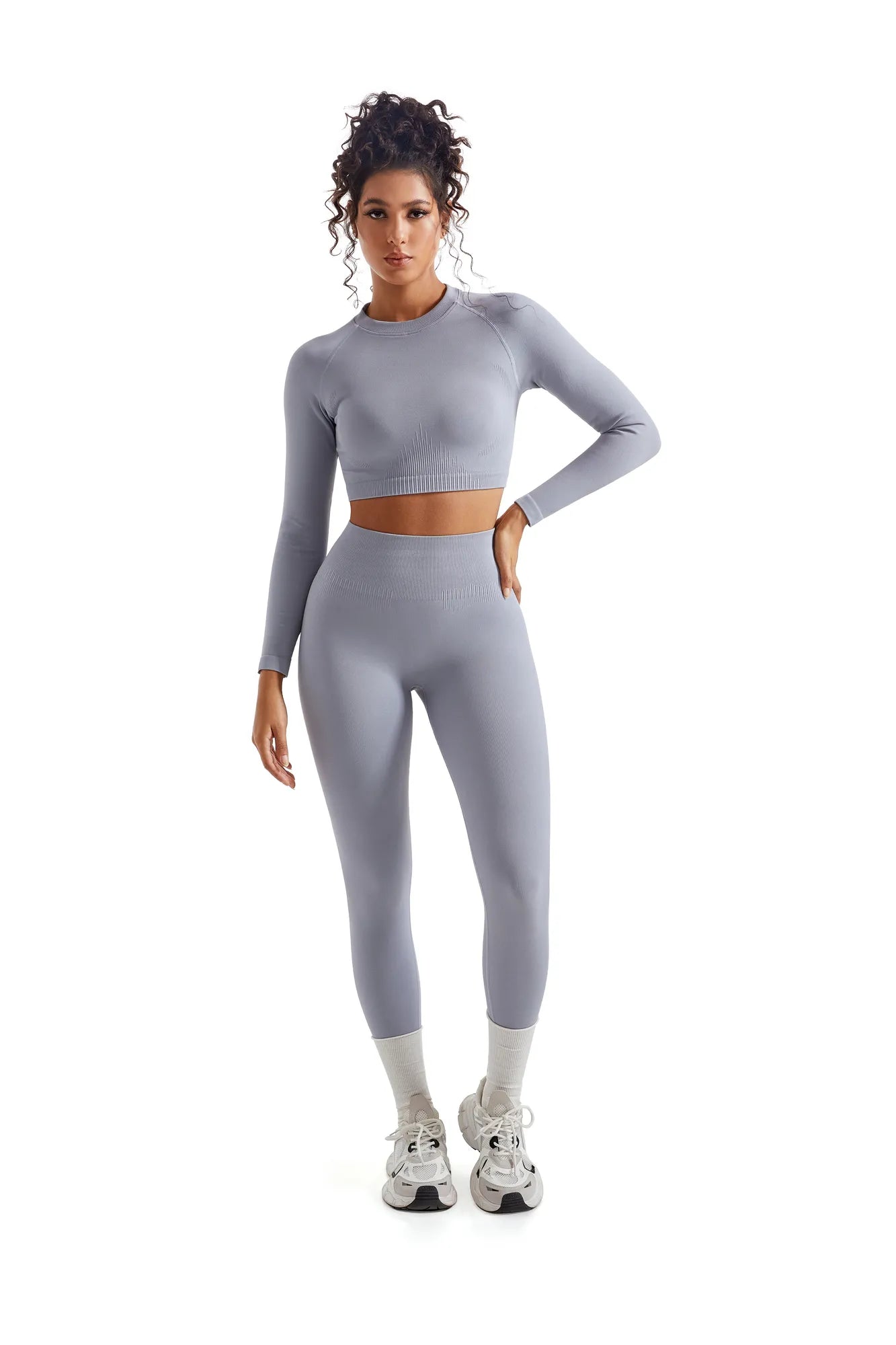 Seamless Crop Top Workout Set-SUUKSESS-SUUKSESS