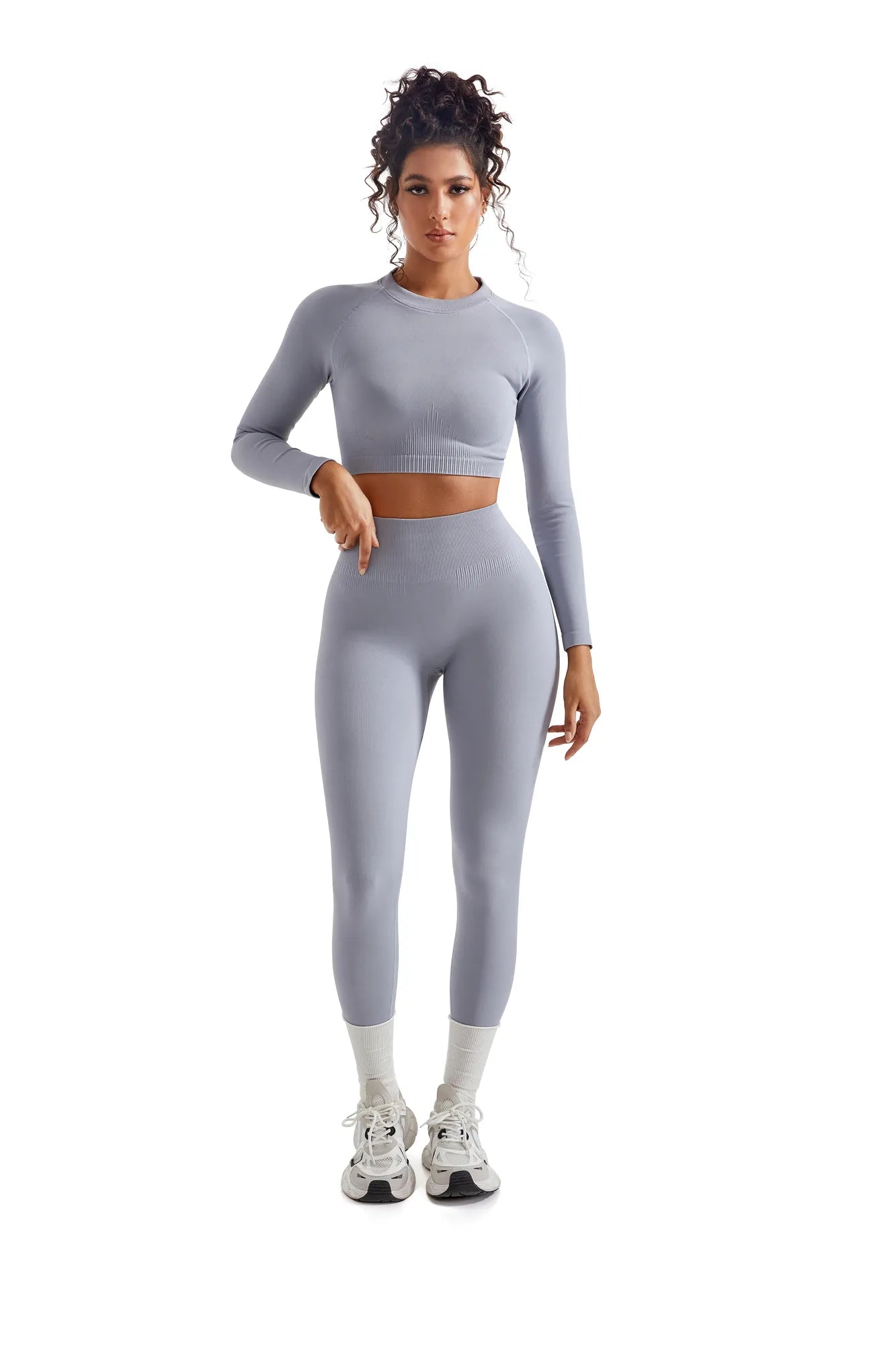 Seamless Crop Top Workout Set-SUUKSESS-SUUKSESS