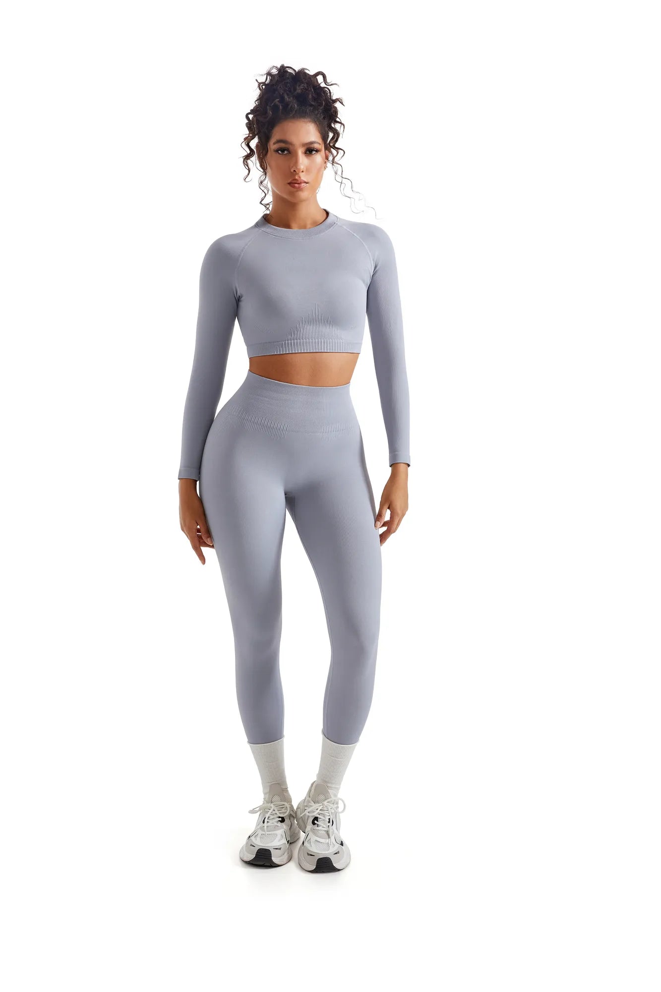 Seamless Crop Top Workout Set-SUUKSESS-SUUKSESS