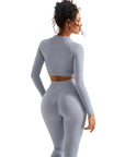 Seamless Crop Top Workout Set-SUUKSESS-SUUKSESS