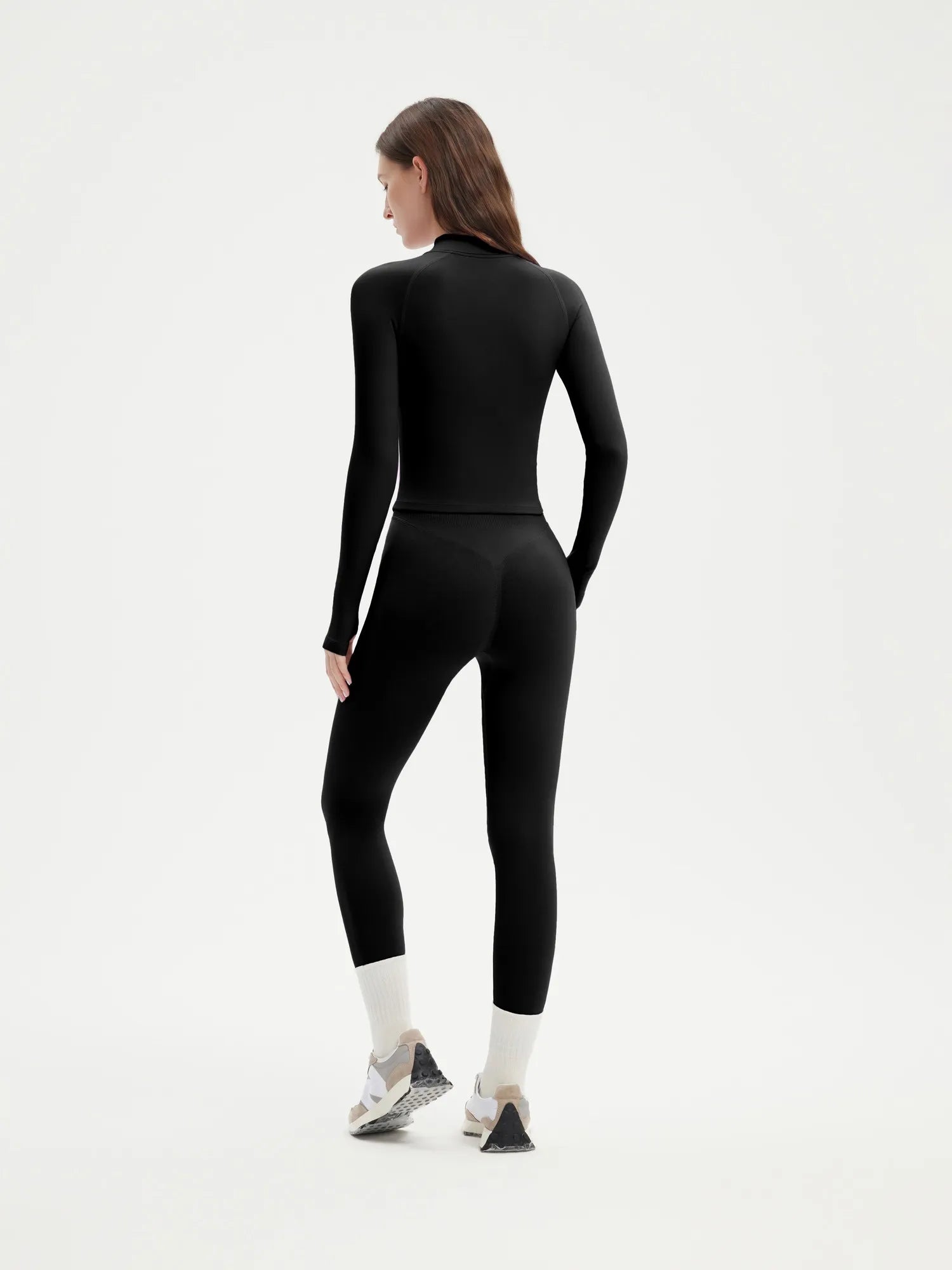 SUUKSESS Workout Sets for Women 2 Piece Seamless Long Sleeve Yoga Outfits Active Leggings Half Zippy Jacket Gym Set-SUUKSESS-SUUKSESS